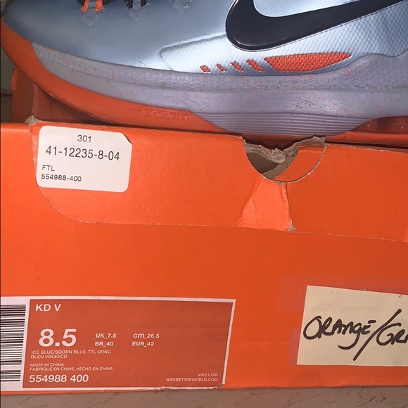 Nike KD V ICY BLUE ❄️& ORANGE 🍊 - Picture 3 of 3